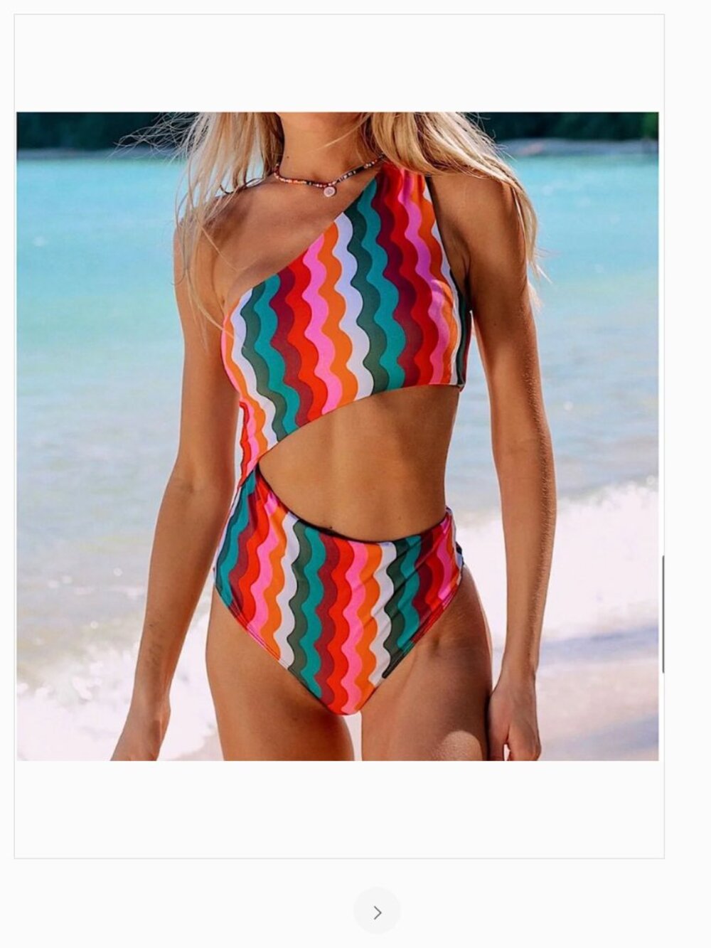 NWT Beach Riot Celine One Shoulder Tropical Wave Print One Piece Swimsuit